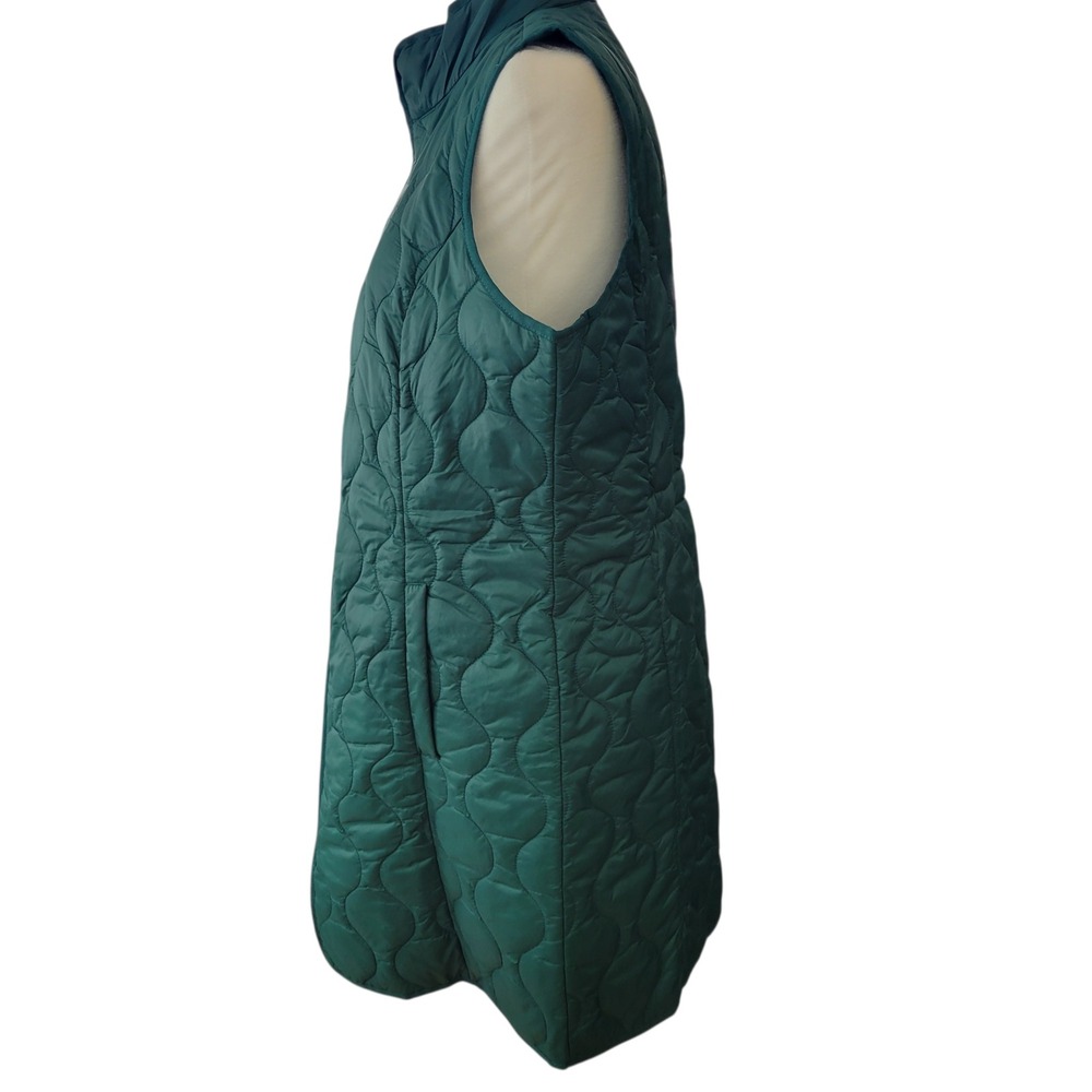 Coldwater Creek Womens Puffer Vest Green Quilted Longline Full Zip Size M 605759 - Picture 11 of 14
